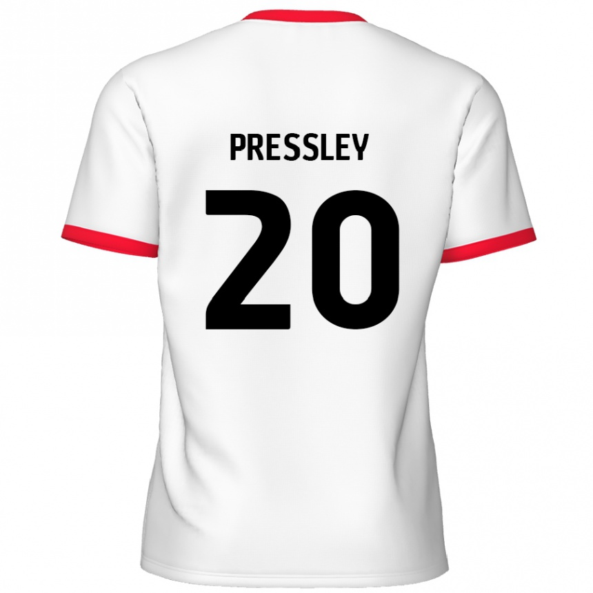 Niño Fútbol Camiseta Aaron Pressley #20 Blanco Rojo 1ª Equipación 2024/25