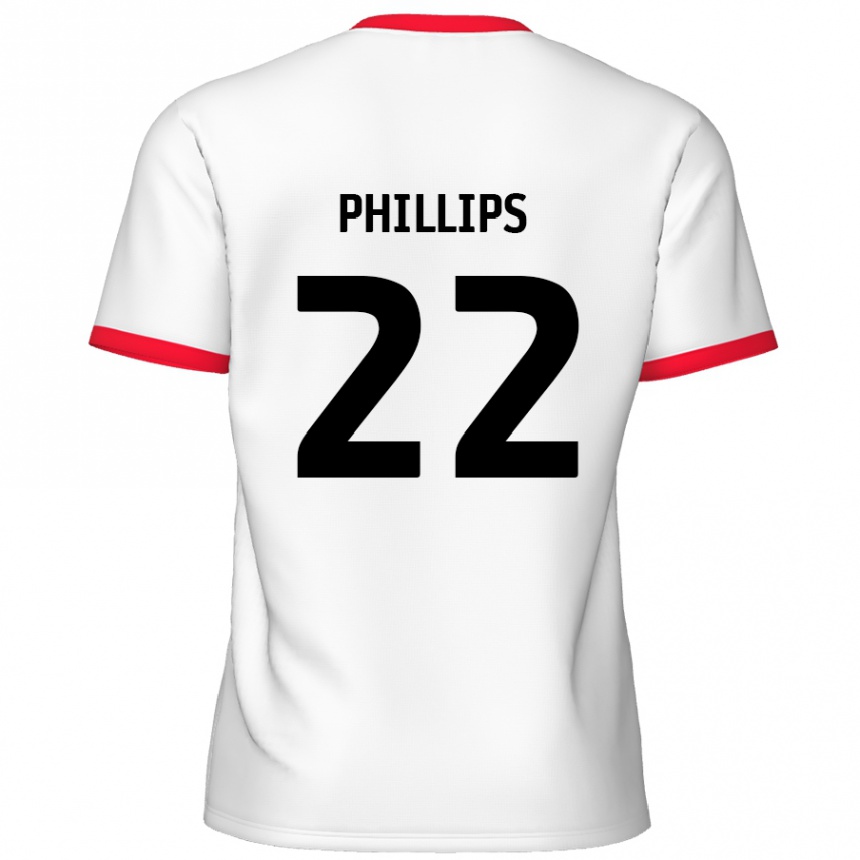 Niño Fútbol Camiseta Daniel Phillips #22 Blanco Rojo 1ª Equipación 2024/25