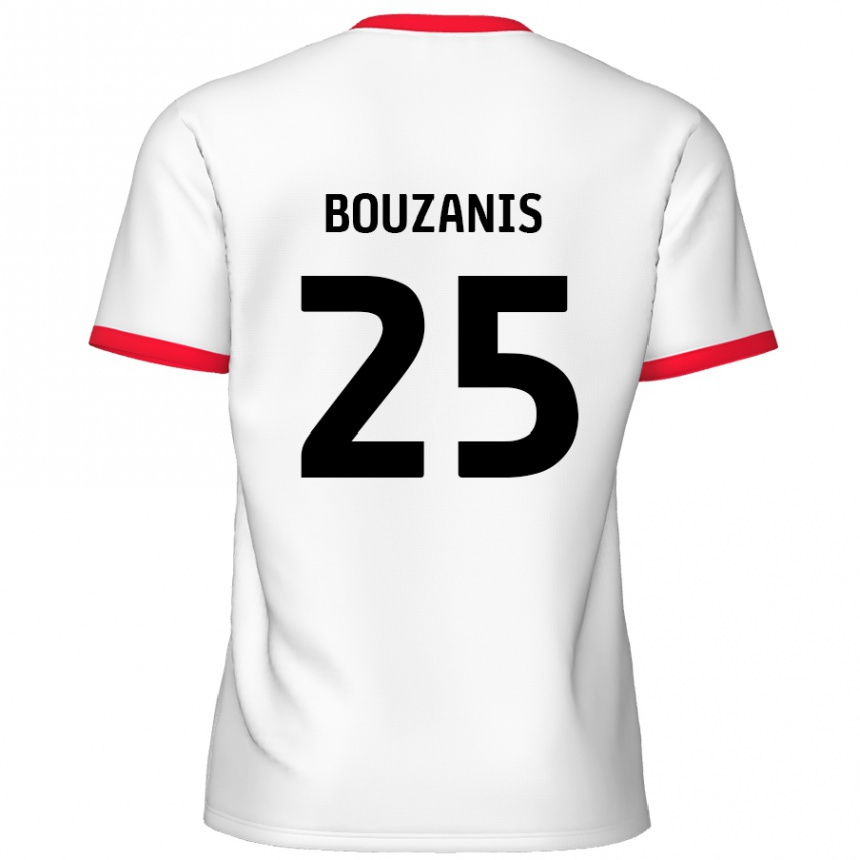 Niño Fútbol Camiseta Dean Bouzanis #25 Blanco Rojo 1ª Equipación 2024/25