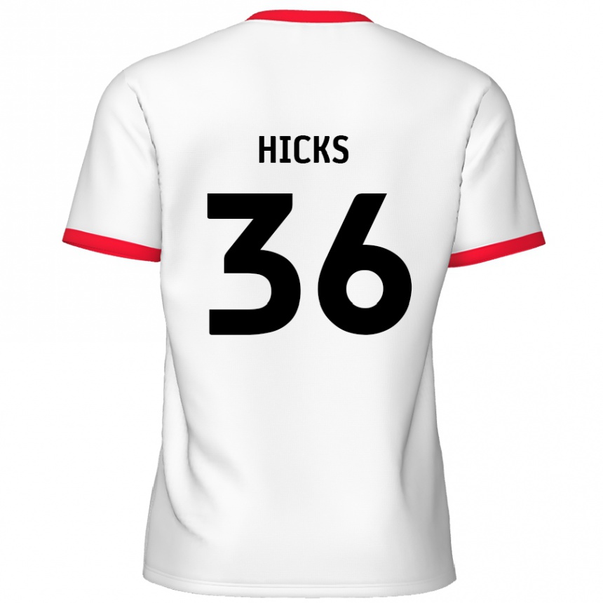 Niño Fútbol Camiseta David Hicks #36 Blanco Rojo 1ª Equipación 2024/25