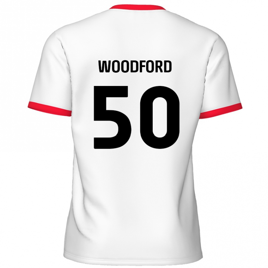 Niño Fútbol Camiseta Max Woodford #50 Blanco Rojo 1ª Equipación 2024/25