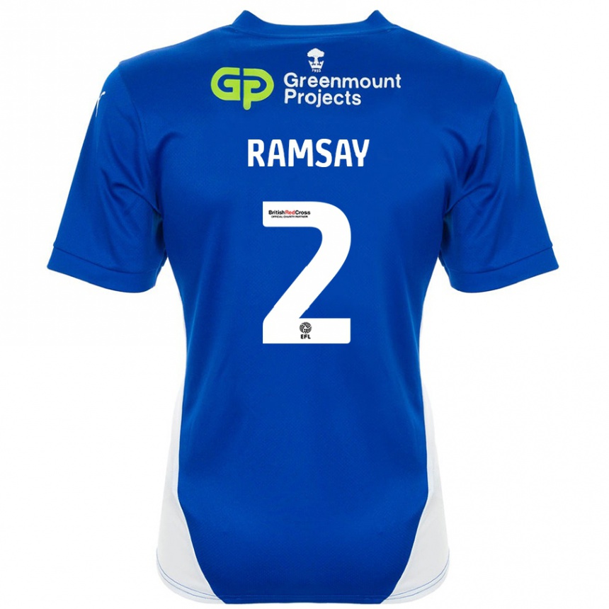 Niño Fútbol Camiseta Calvin Ramsay #2 Azul Blanco 1ª Equipación 2024/25