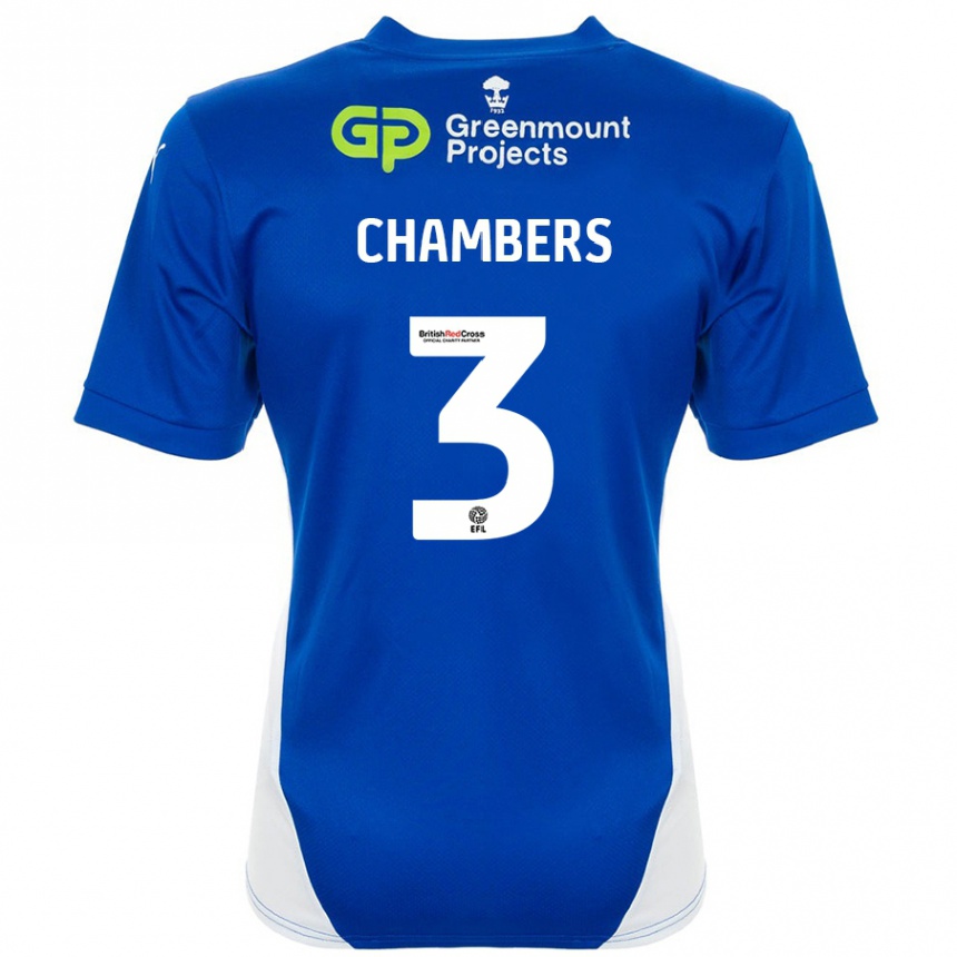 Niño Fútbol Camiseta Luke Chambers #3 Azul Blanco 1ª Equipación 2024/25