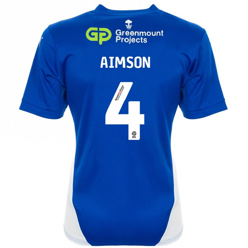 Niño Fútbol Camiseta Will Aimson #4 Azul Blanco 1ª Equipación 2024/25