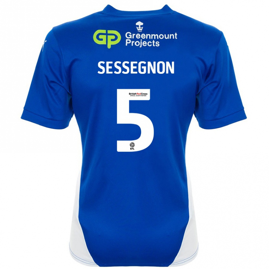 Niño Fútbol Camiseta Steven Sessegnon #5 Azul Blanco 1ª Equipación 2024/25