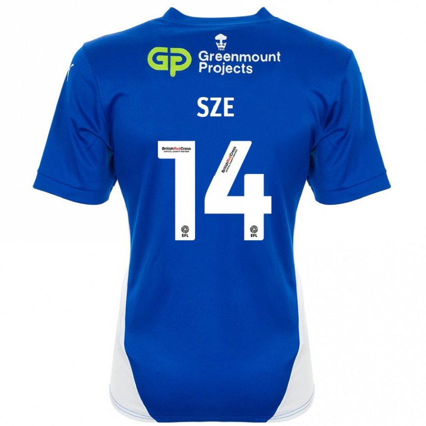 Niño Fútbol Camiseta Chris Sze #14 Azul Blanco 1ª Equipación 2024/25