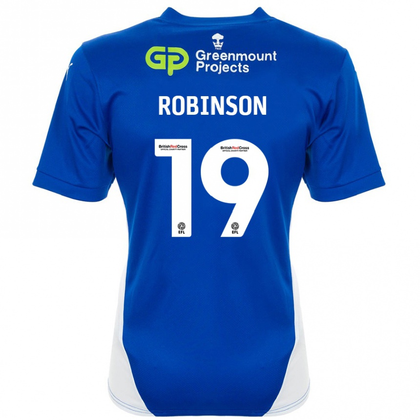 Niño Fútbol Camiseta Luke Robinson #19 Azul Blanco 1ª Equipación 2024/25