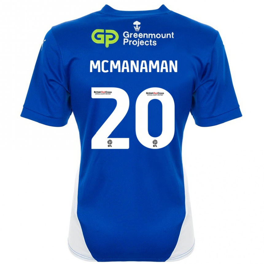 Niño Fútbol Camiseta Callum Mcmanaman #20 Azul Blanco 1ª Equipación 2024/25