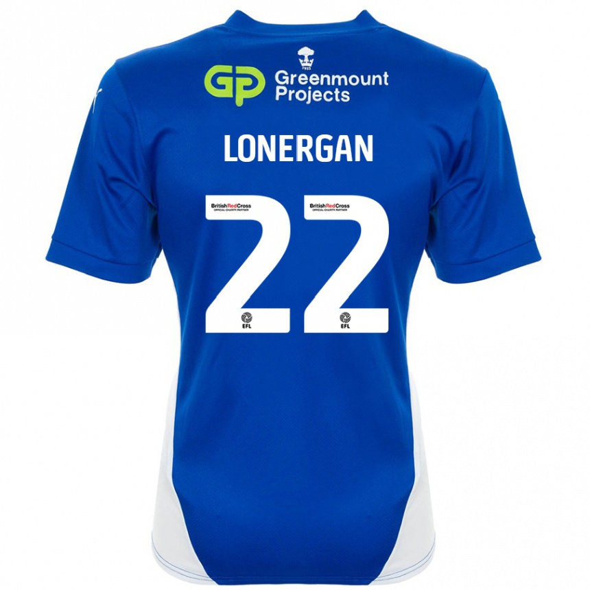 Niño Fútbol Camiseta Andy Lonergan #22 Azul Blanco 1ª Equipación 2024/25