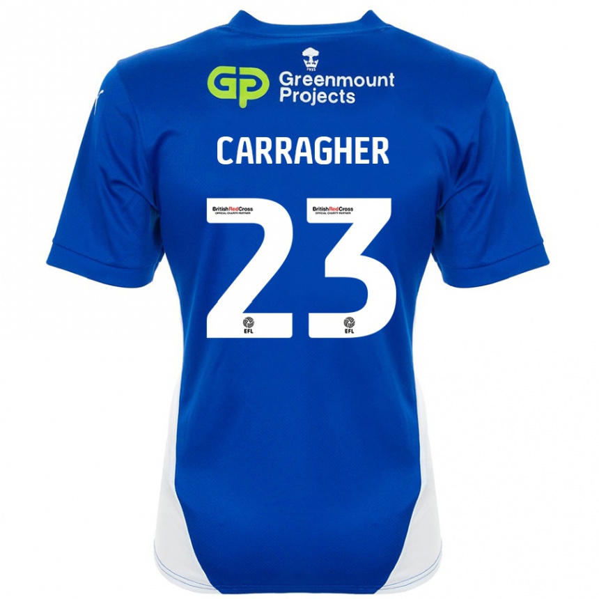 Niño Fútbol Camiseta James Carragher #23 Azul Blanco 1ª Equipación 2024/25