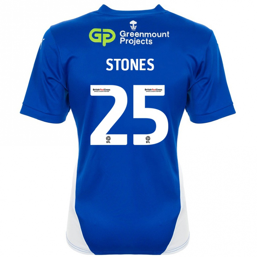 Niño Fútbol Camiseta Josh Stones #25 Azul Blanco 1ª Equipación 2024/25