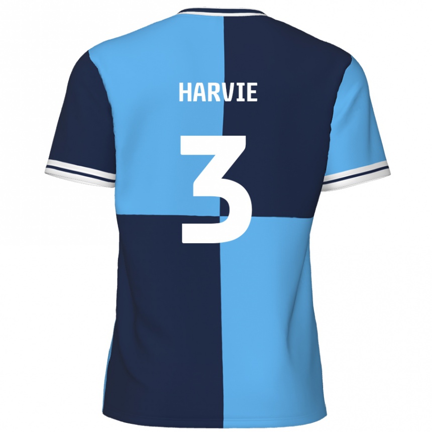 Niño Fútbol Camiseta Daniel Harvie #3 Azul Cielo Azul Oscuro 1ª Equipación 2024/25