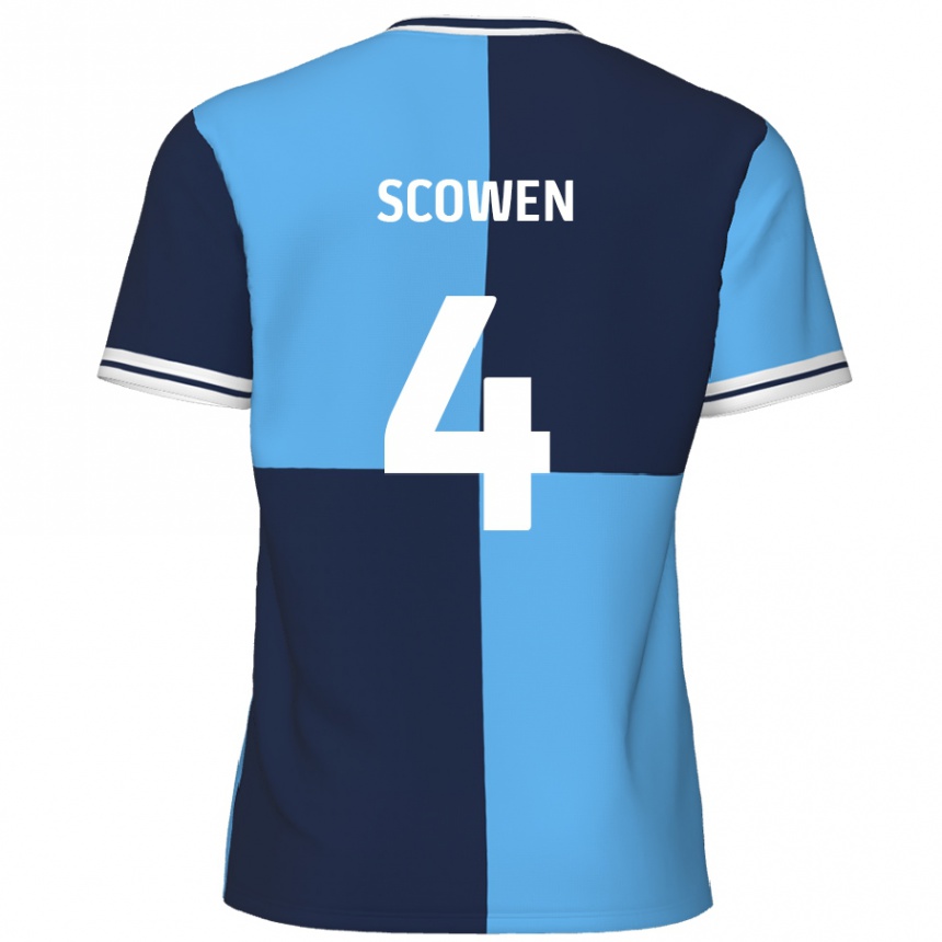 Niño Fútbol Camiseta Josh Scowen #4 Azul Cielo Azul Oscuro 1ª Equipación 2024/25