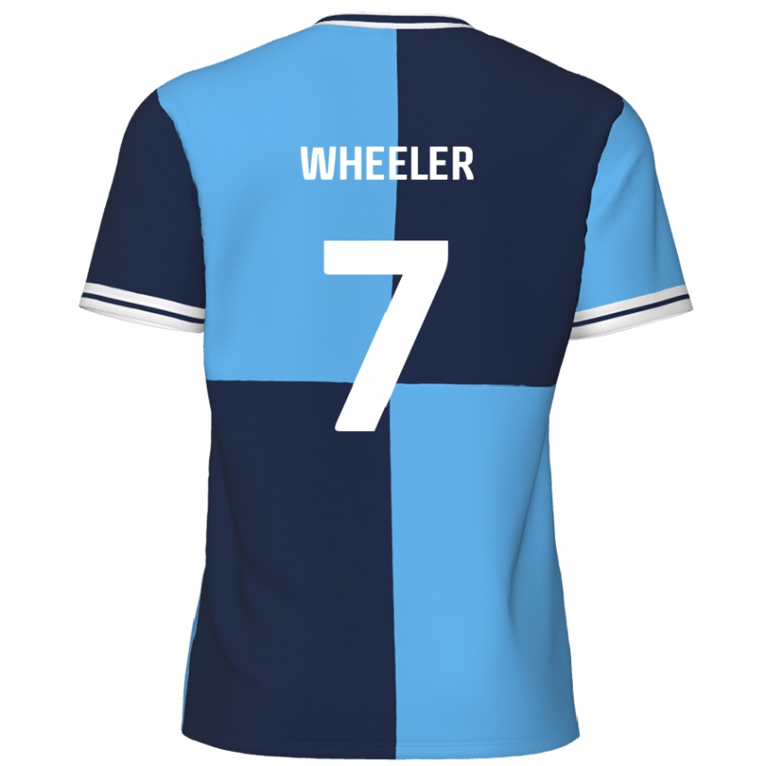 Niño Fútbol Camiseta David Wheeler #7 Azul Cielo Azul Oscuro 1ª Equipación 2024/25