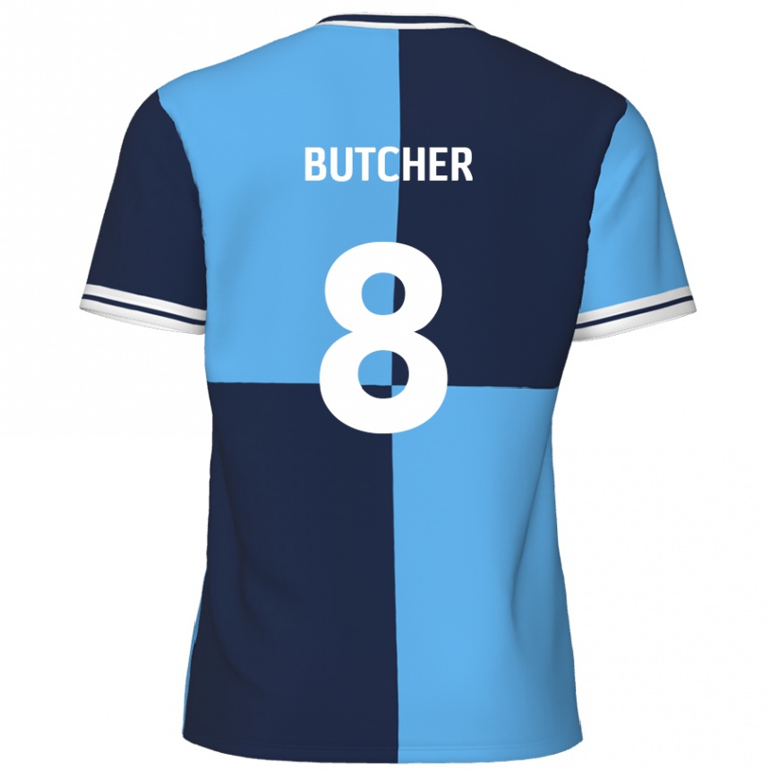 Niño Fútbol Camiseta Matt Butcher #8 Azul Cielo Azul Oscuro 1ª Equipación 2024/25