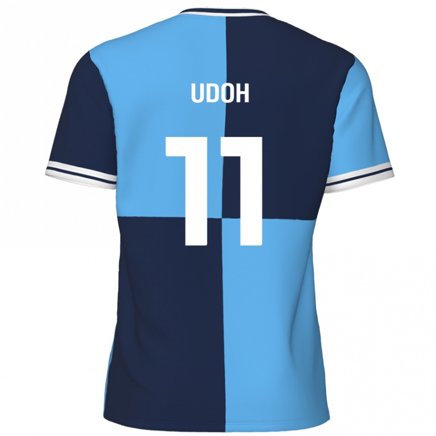 Niño Fútbol Camiseta Daniel Udoh #11 Azul Cielo Azul Oscuro 1ª Equipación 2024/25