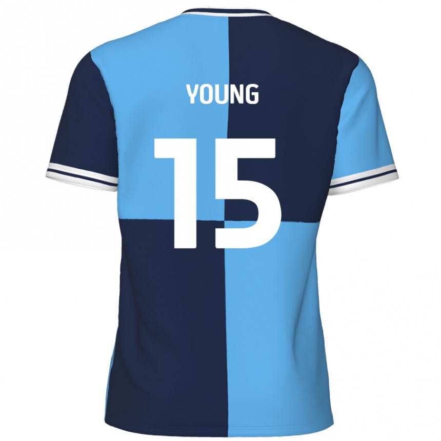 Niño Fútbol Camiseta Jack Young #15 Azul Cielo Azul Oscuro 1ª Equipación 2024/25