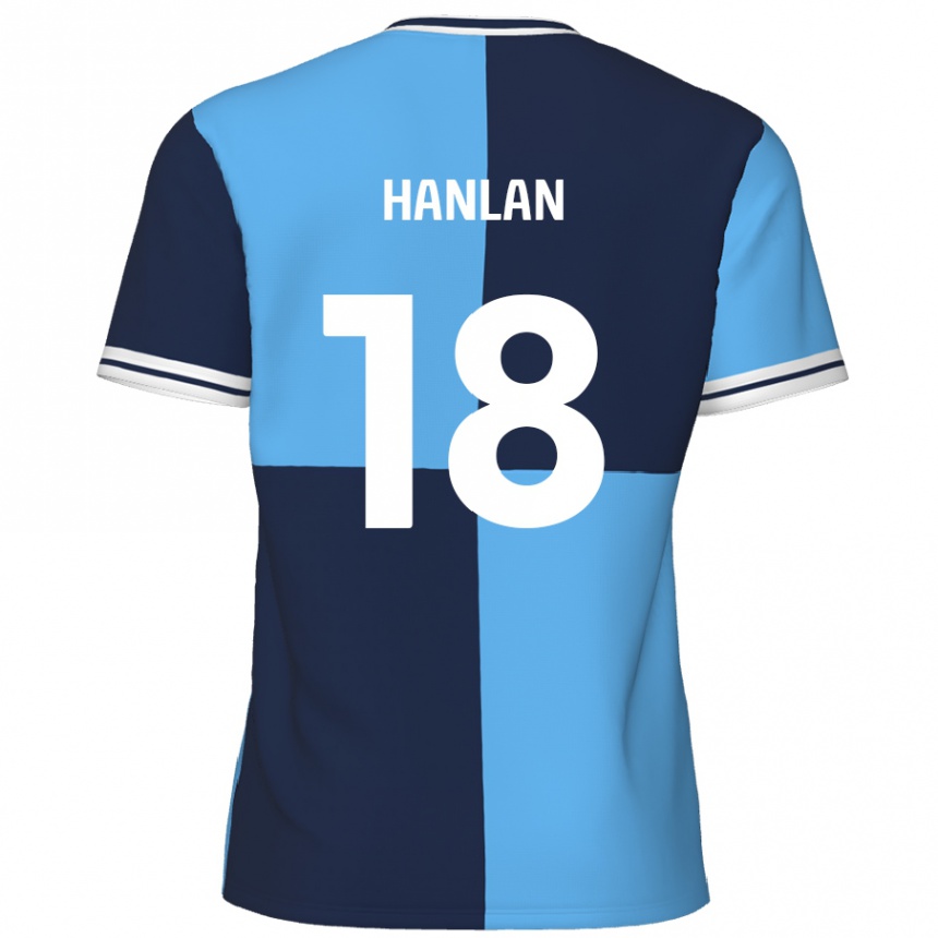 Niño Fútbol Camiseta Brandon Hanlan #18 Azul Cielo Azul Oscuro 1ª Equipación 2024/25