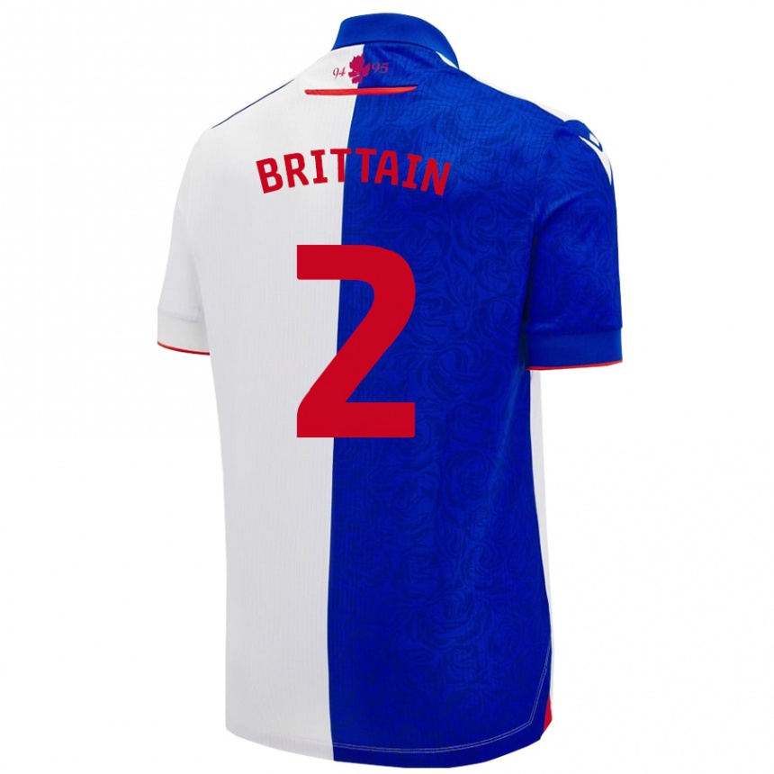 Niño Fútbol Camiseta Callum Brittain #2 Azul Cielo Blanco 1ª Equipación 2024/25