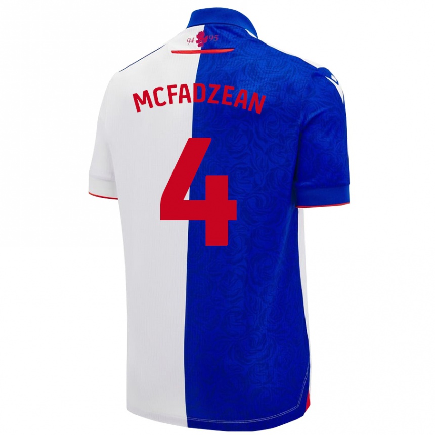 Niño Fútbol Camiseta Kyle Mcfadzean #4 Azul Cielo Blanco 1ª Equipación 2024/25