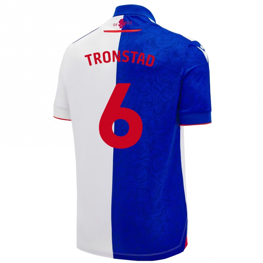 Niño Fútbol Camiseta Sondre Tronstad #6 Azul Cielo Blanco 1ª Equipación 2024/25