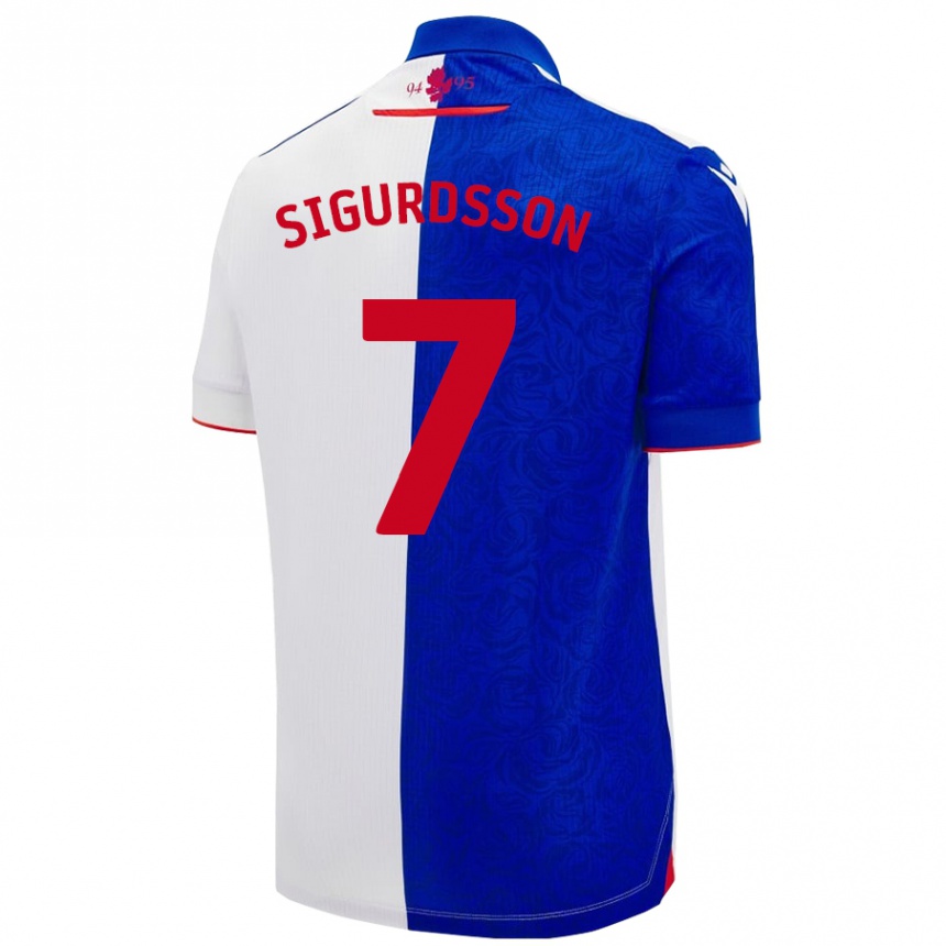 Niño Fútbol Camiseta Arnór Sigurdsson #7 Azul Cielo Blanco 1ª Equipación 2024/25