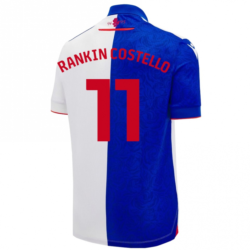 Niño Fútbol Camiseta Joe Rankin-Costello #11 Azul Cielo Blanco 1ª Equipación 2024/25