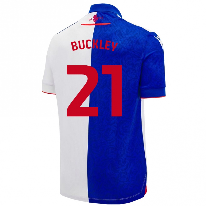 Niño Fútbol Camiseta John Buckley #21 Azul Cielo Blanco 1ª Equipación 2024/25