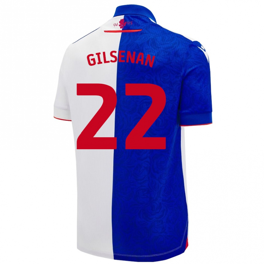 Niño Fútbol Camiseta Zak Gilsenan #22 Azul Cielo Blanco 1ª Equipación 2024/25