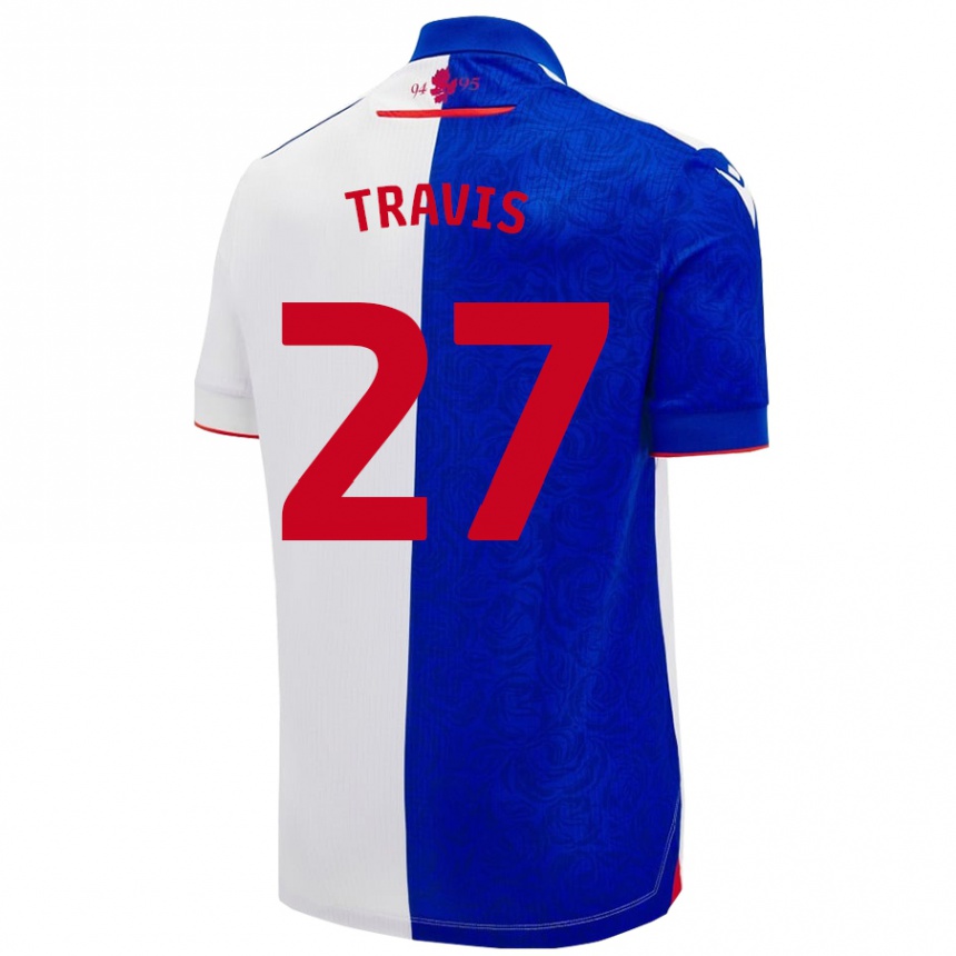 Niño Fútbol Camiseta Lewis Travis #27 Azul Cielo Blanco 1ª Equipación 2024/25