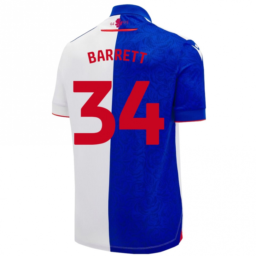 Niño Fútbol Camiseta Jack Barrett #34 Azul Cielo Blanco 1ª Equipación 2024/25