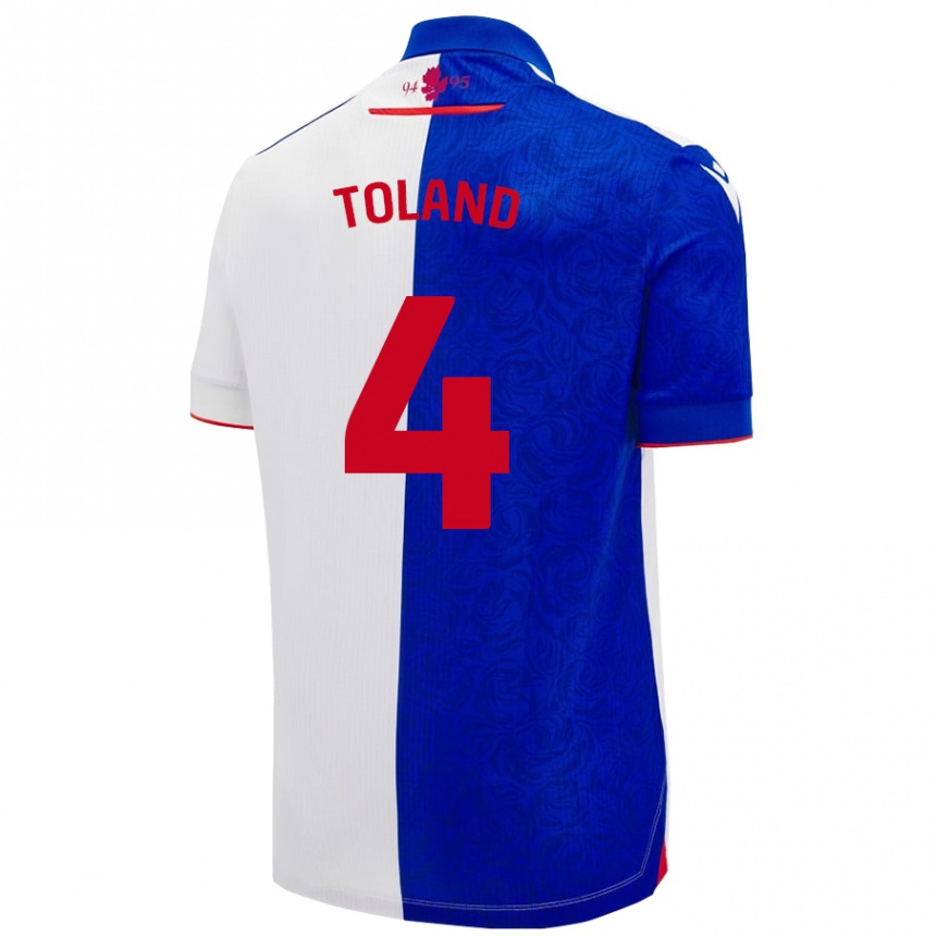 Niño Fútbol Camiseta Tyler Toland #4 Azul Cielo Blanco 1ª Equipación 2024/25