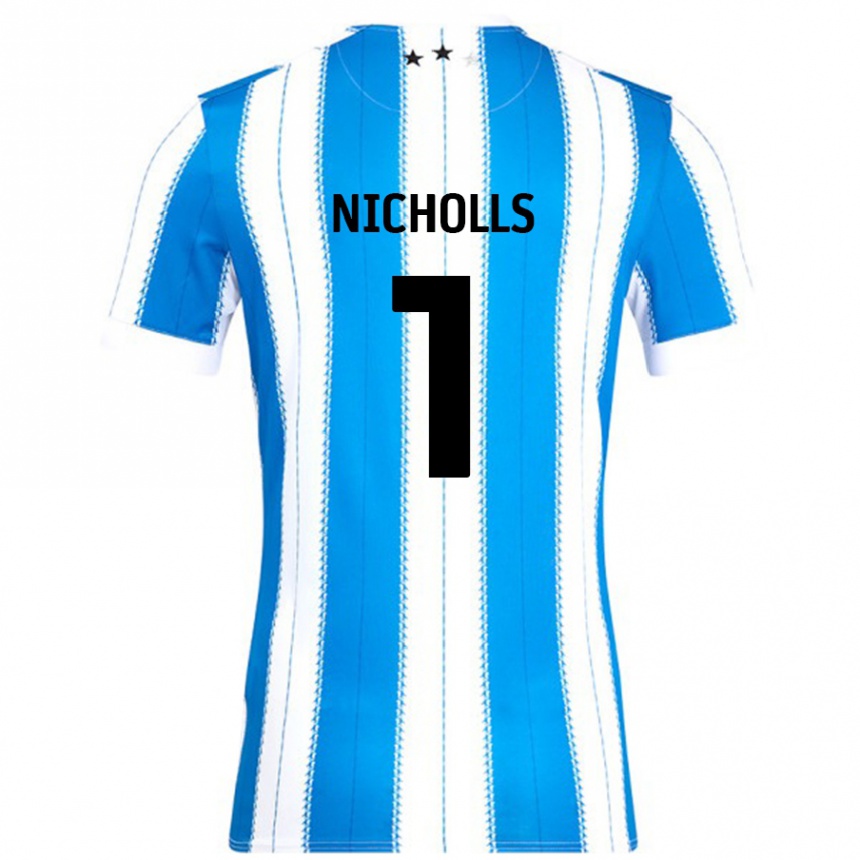 Niño Fútbol Camiseta Lee Nicholls #1 Azul Blanco 1ª Equipación 2024/25