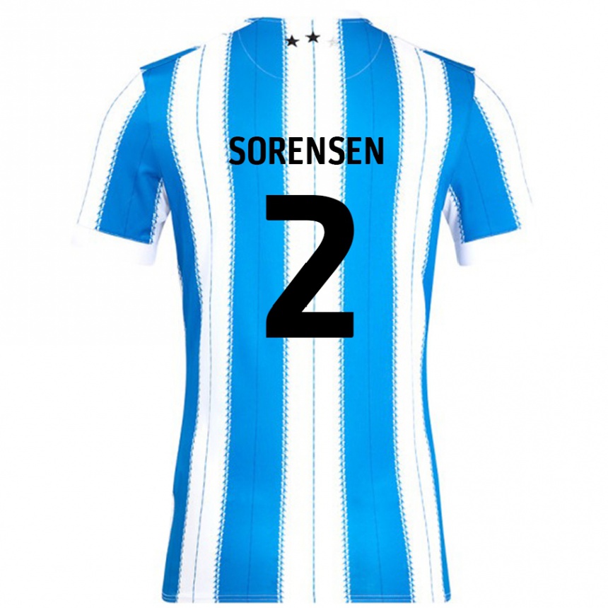 Niño Fútbol Camiseta Lasse Sörensen #2 Azul Blanco 1ª Equipación 2024/25