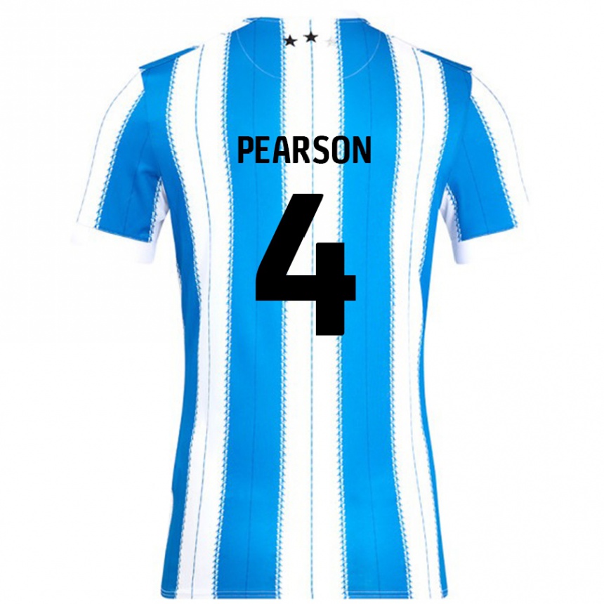 Niño Fútbol Camiseta Matty Pearson #4 Azul Blanco 1ª Equipación 2024/25