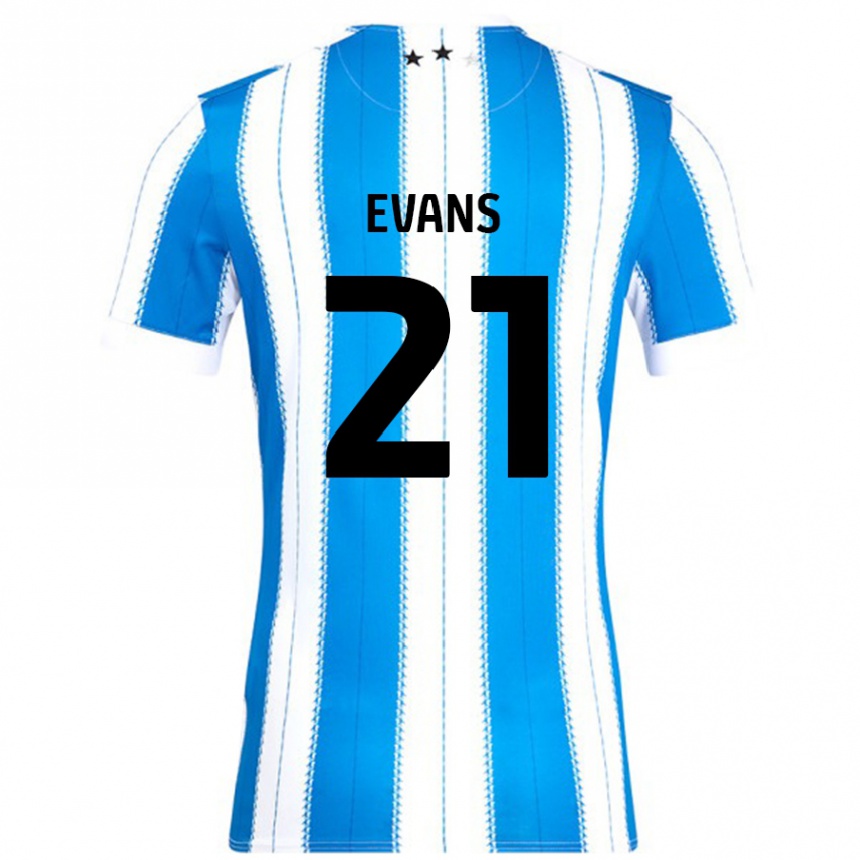 Niño Fútbol Camiseta Antony Evans #21 Azul Blanco 1ª Equipación 2024/25