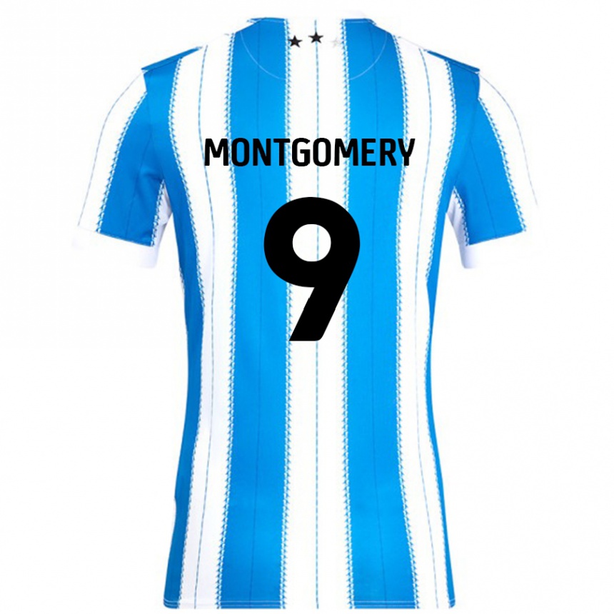 Niño Fútbol Camiseta Ria Montgomery #9 Azul Blanco 1ª Equipación 2024/25