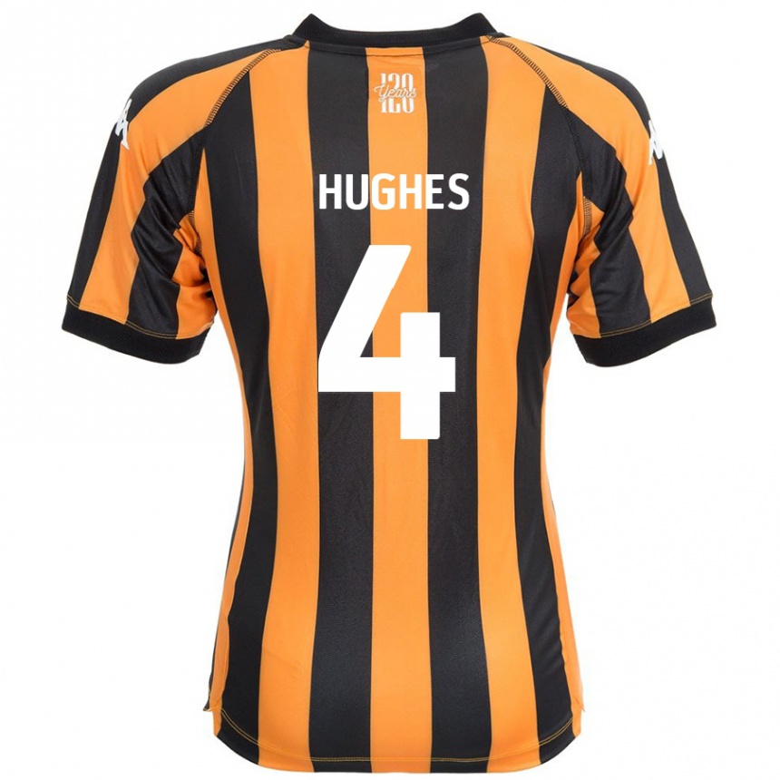 Niño Fútbol Camiseta Charlie Hughes #4 Negro Ámbar 1ª Equipación 2024/25