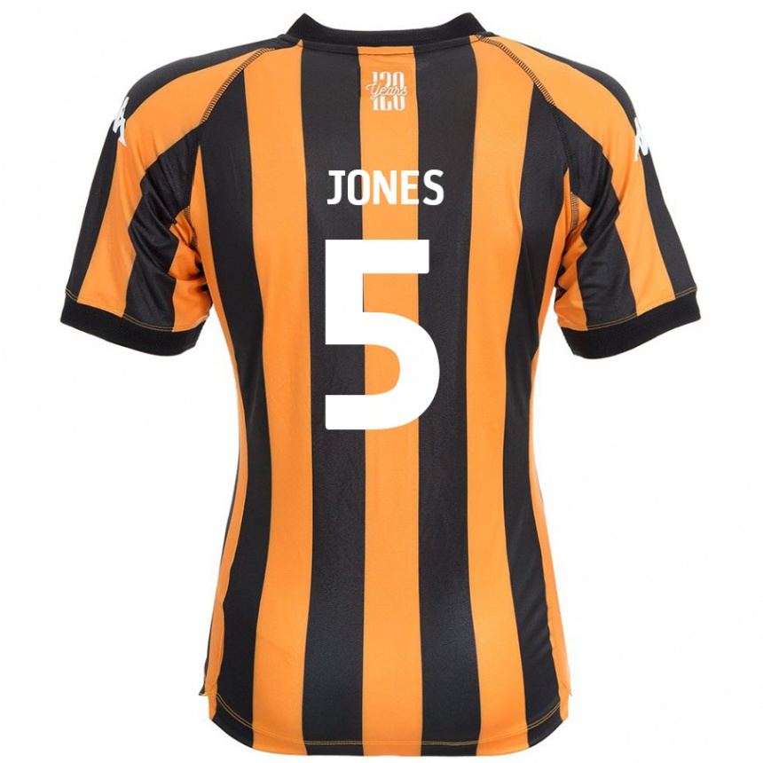 Niño Fútbol Camiseta Alfie Jones #5 Negro Ámbar 1ª Equipación 2024/25