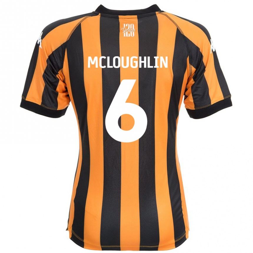 Niño Fútbol Camiseta Sean Mcloughlin #6 Negro Ámbar 1ª Equipación 2024/25