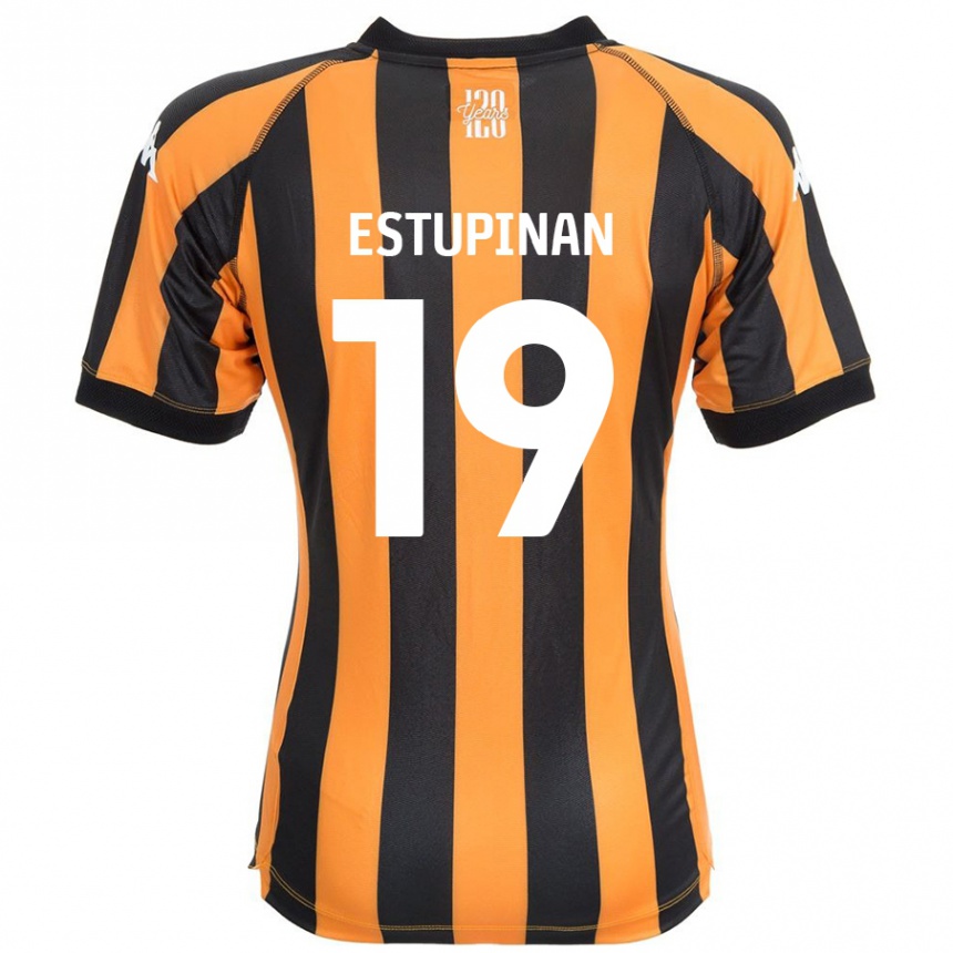 Niño Fútbol Camiseta Óscar Estupiñán #19 Negro Ámbar 1ª Equipación 2024/25