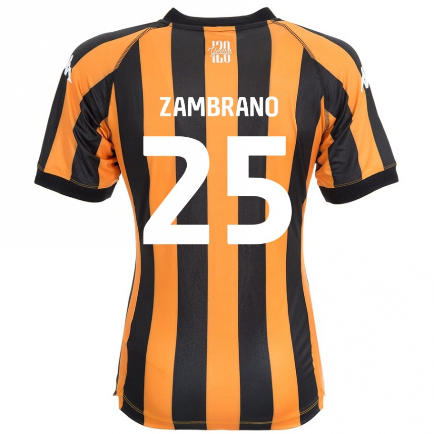 Niño Fútbol Camiseta Óscar Zambrano #25 Negro Ámbar 1ª Equipación 2024/25