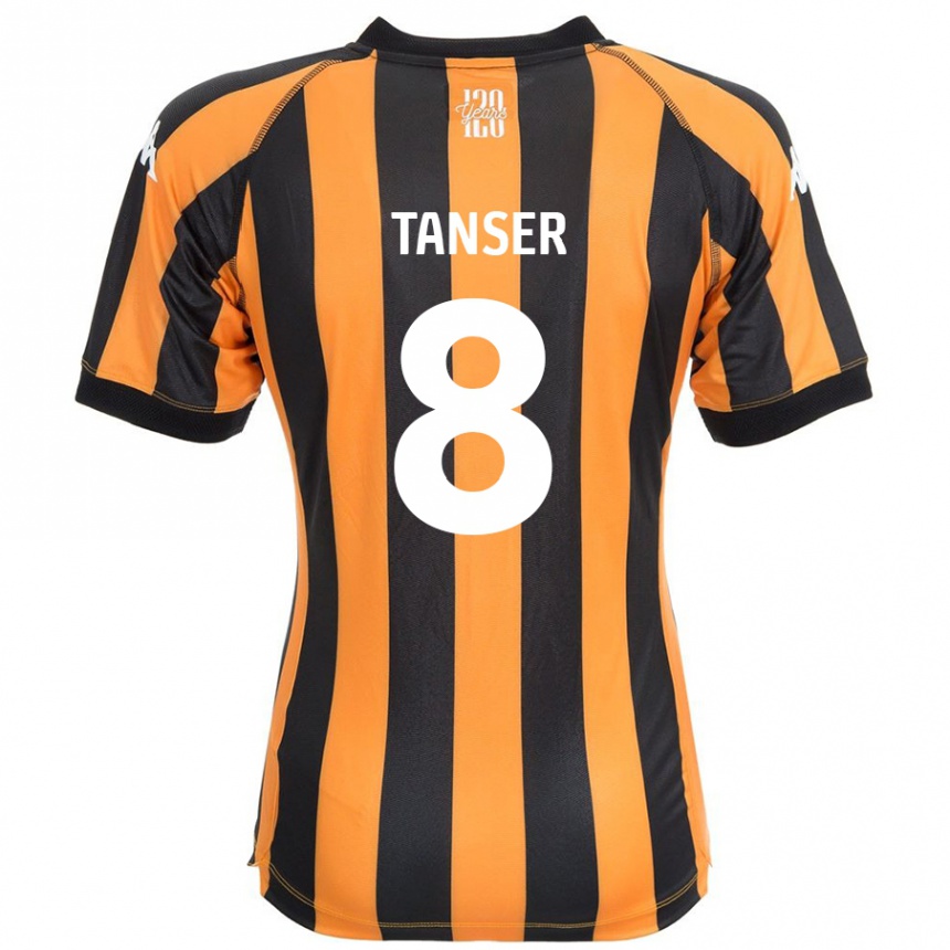 Niño Fútbol Camiseta Ellie Tanser #8 Negro Ámbar 1ª Equipación 2024/25