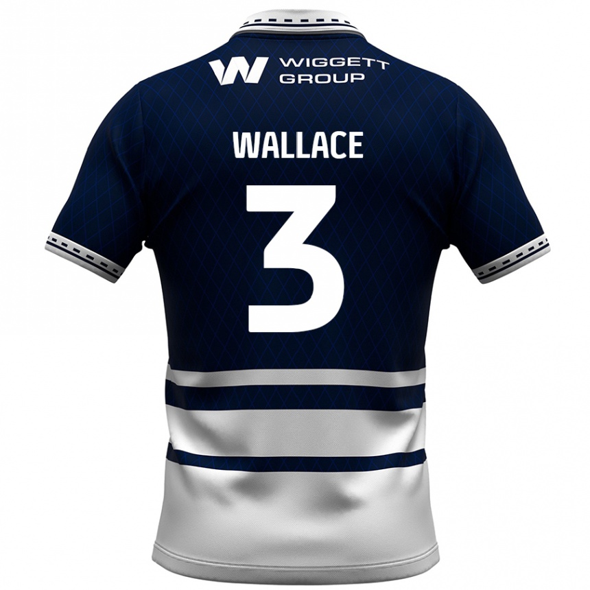 Niño Fútbol Camiseta Murray Wallace #3 Azul Marino Blanco 1ª Equipación 2024/25