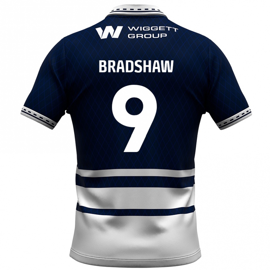 Niño Fútbol Camiseta Tom Bradshaw #9 Azul Marino Blanco 1ª Equipación 2024/25