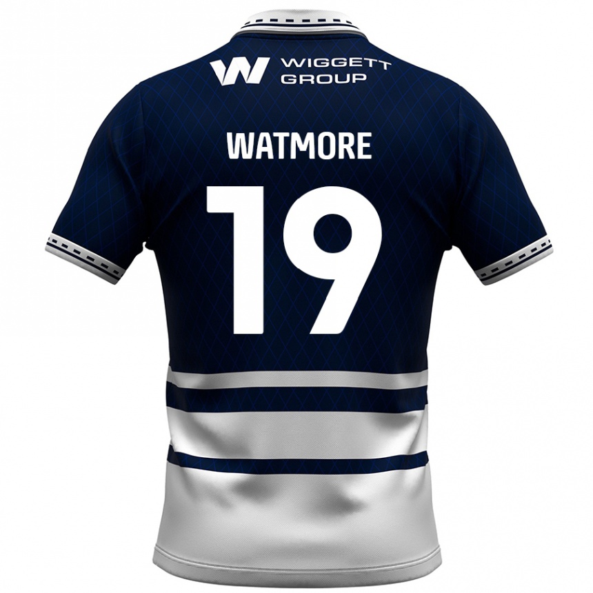 Niño Fútbol Camiseta Duncan Watmore #19 Azul Marino Blanco 1ª Equipación 2024/25