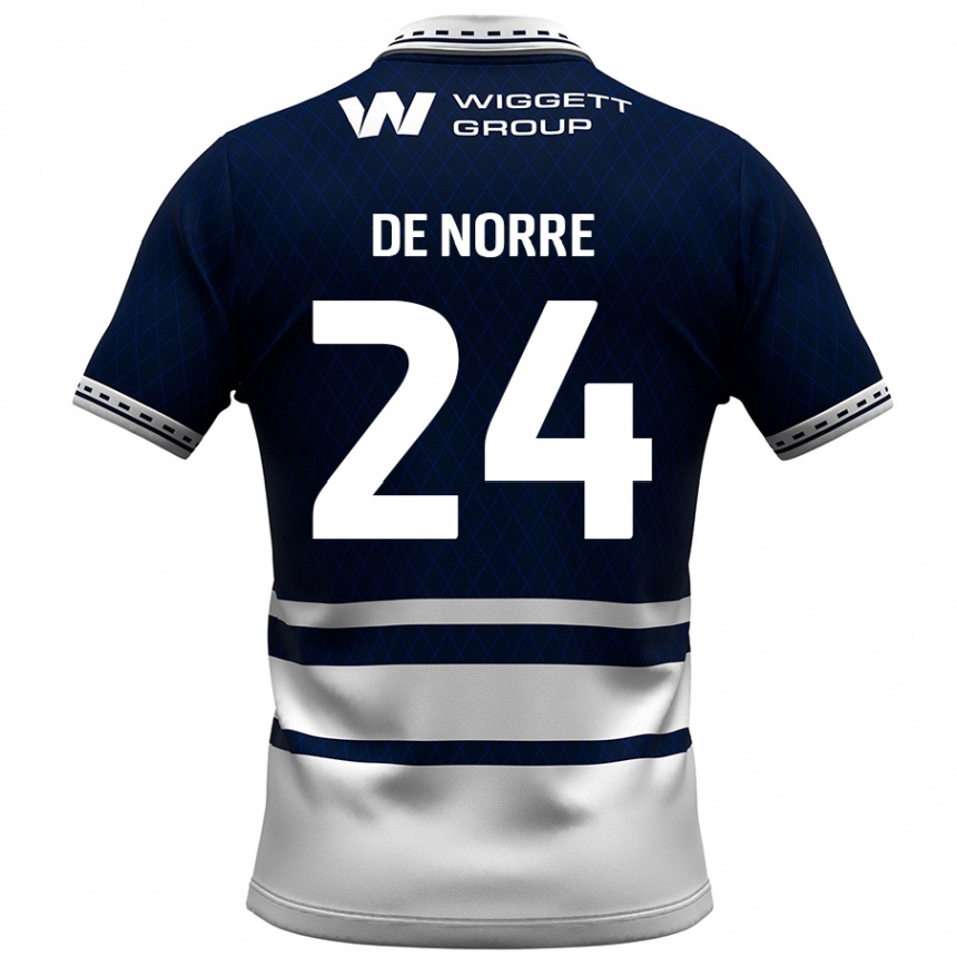 Niño Fútbol Camiseta Casper De Norre #24 Azul Marino Blanco 1ª Equipación 2024/25