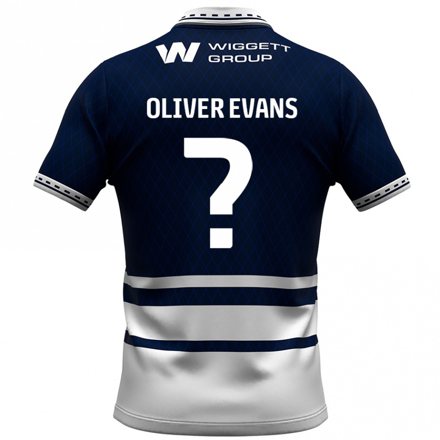 Niño Fútbol Camiseta Oliver Evans #0 Azul Marino Blanco 1ª Equipación 2024/25