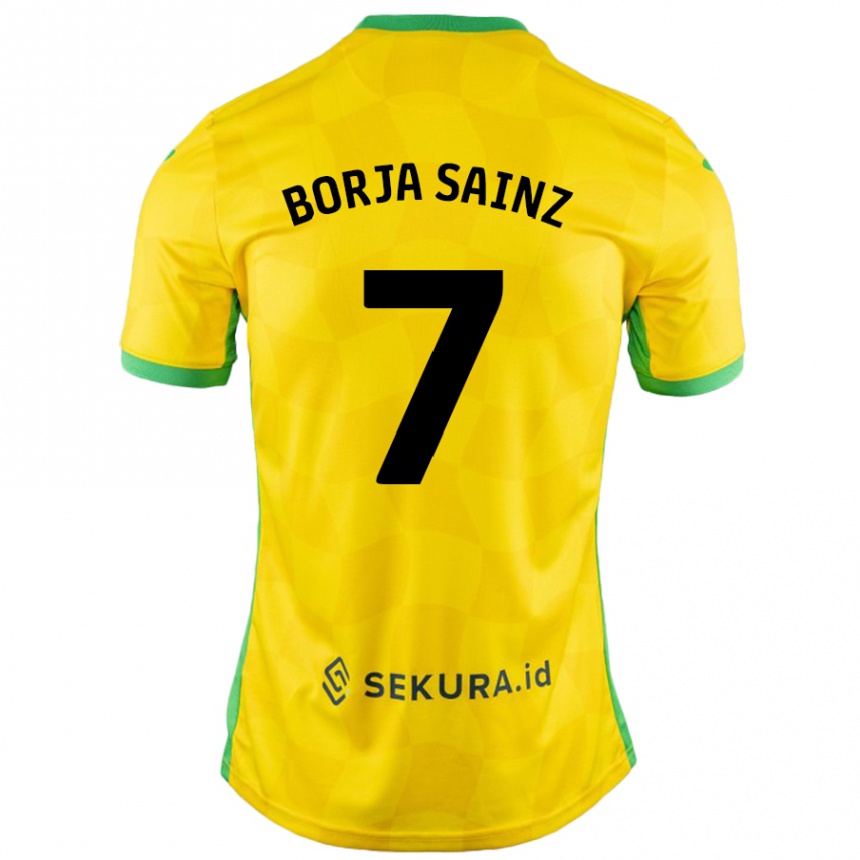 Niño Fútbol Camiseta Borja Sainz #7 Amarillo Verde 1ª Equipación 2024/25