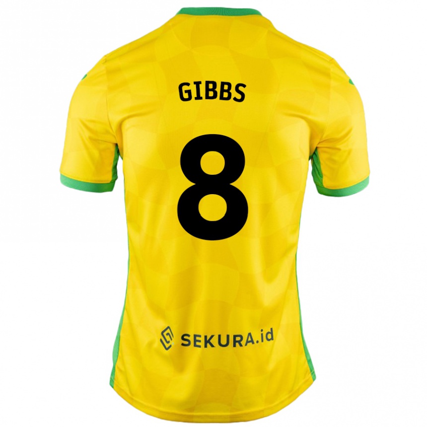 Niño Fútbol Camiseta Liam Gibbs #8 Amarillo Verde 1ª Equipación 2024/25